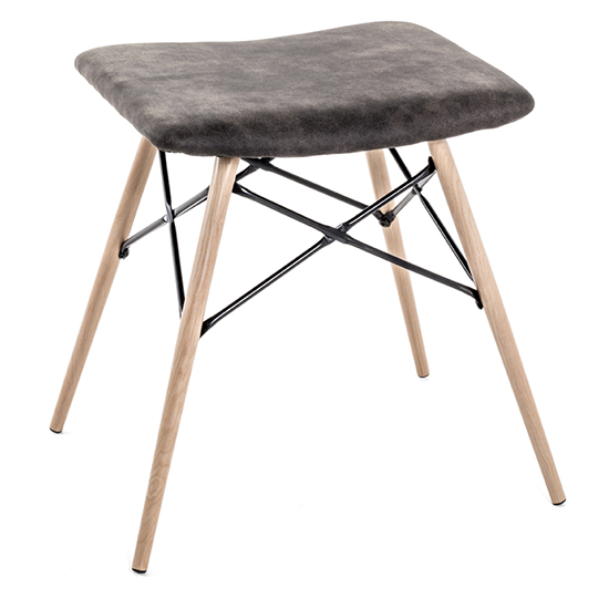 Photo of Riverhead faux leather stool in grey with beech legs