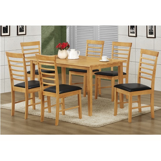 Photo of Rivero dining table rectangular in light oak and 6 dining chairs