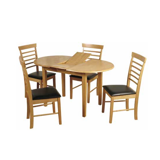 Photo of Rivero extending dining table in light oak with 4 chairs