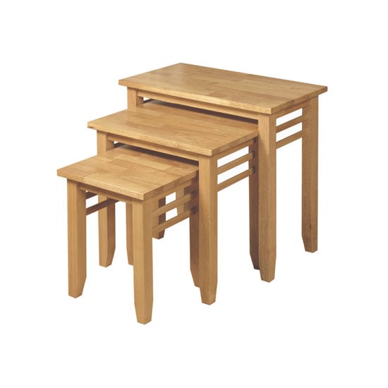 Rivero Wooden Nest of 3 Tables In Light Oak Furniture in Fashion