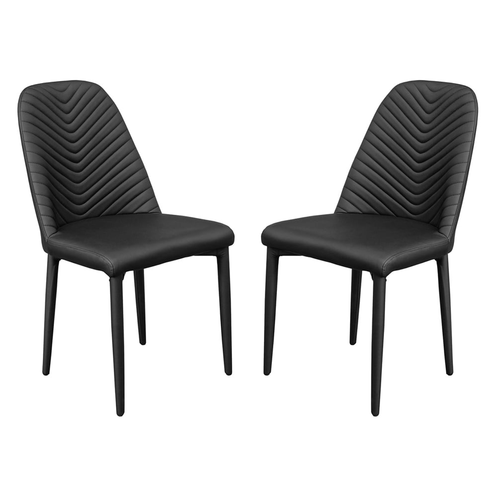 Riverside Black PU Leather Dining Chairs In Pair