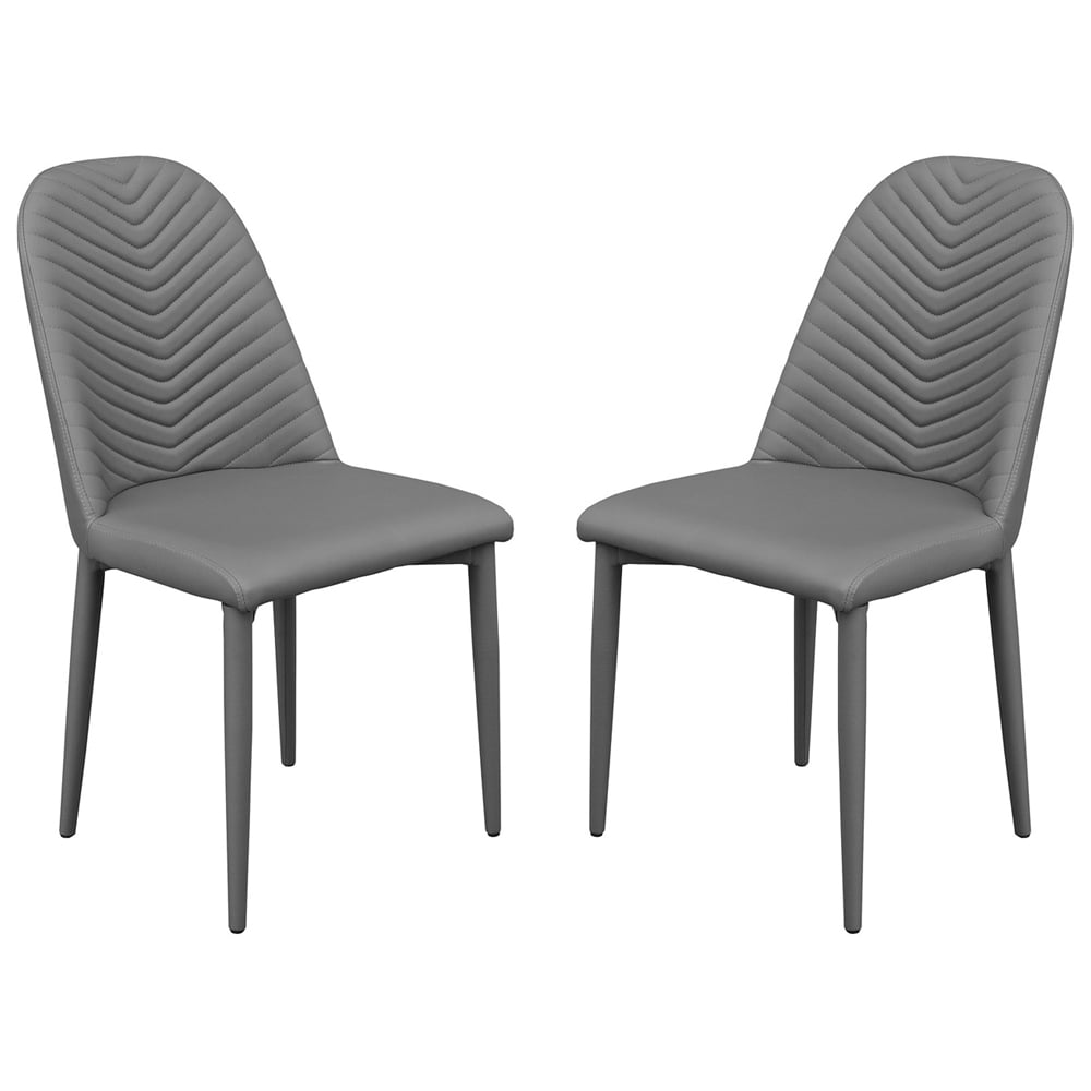 Riverside Grey PU Leather Dining Chairs In Pair