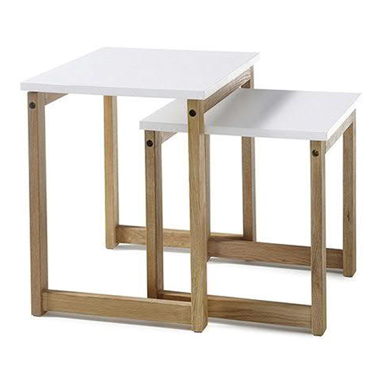 Read more about Riverside wooden pair of coffee tables in matt white and oak