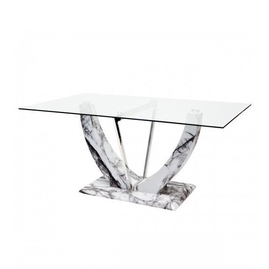 Photo of Riviera glass dining table in clear and marble effect