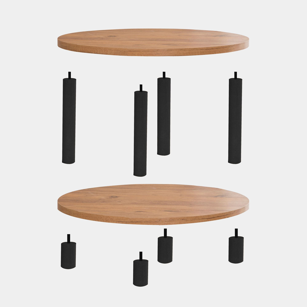Rivio Round Wooden Coffee Table in Atlantic Pine and Black