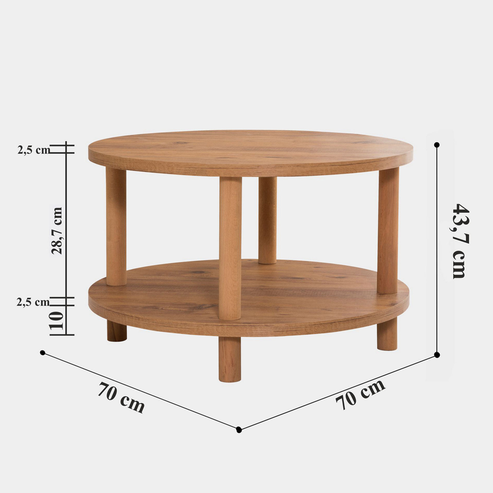 Rivio Round Wooden Coffee Table in Atlantic Pine