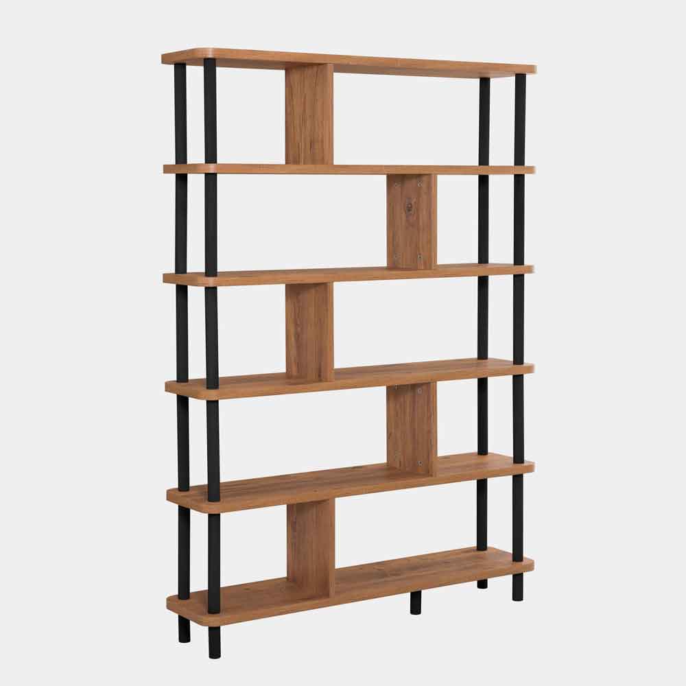 Rivio Wooden Shelving Unit in Atlantic Pine and Black