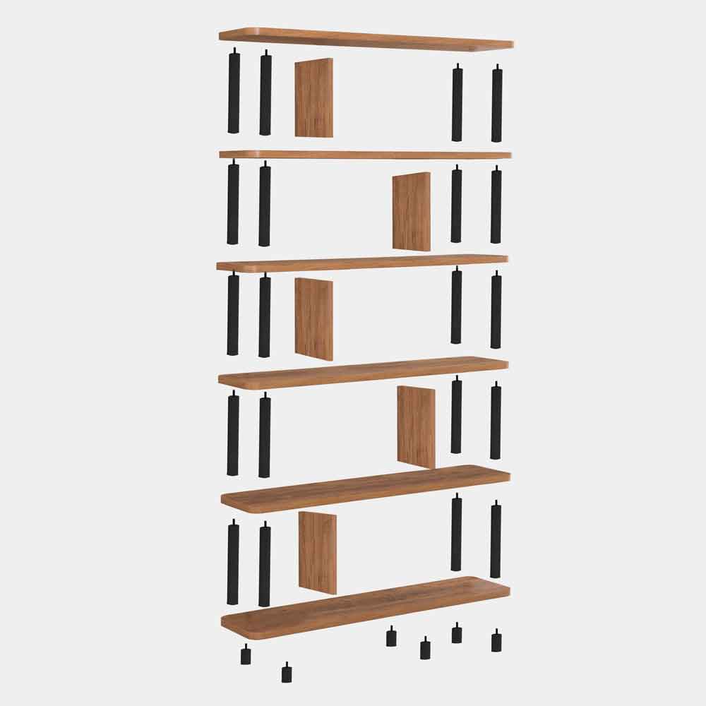 Rivio Wooden Shelving Unit in Atlantic Pine and Black