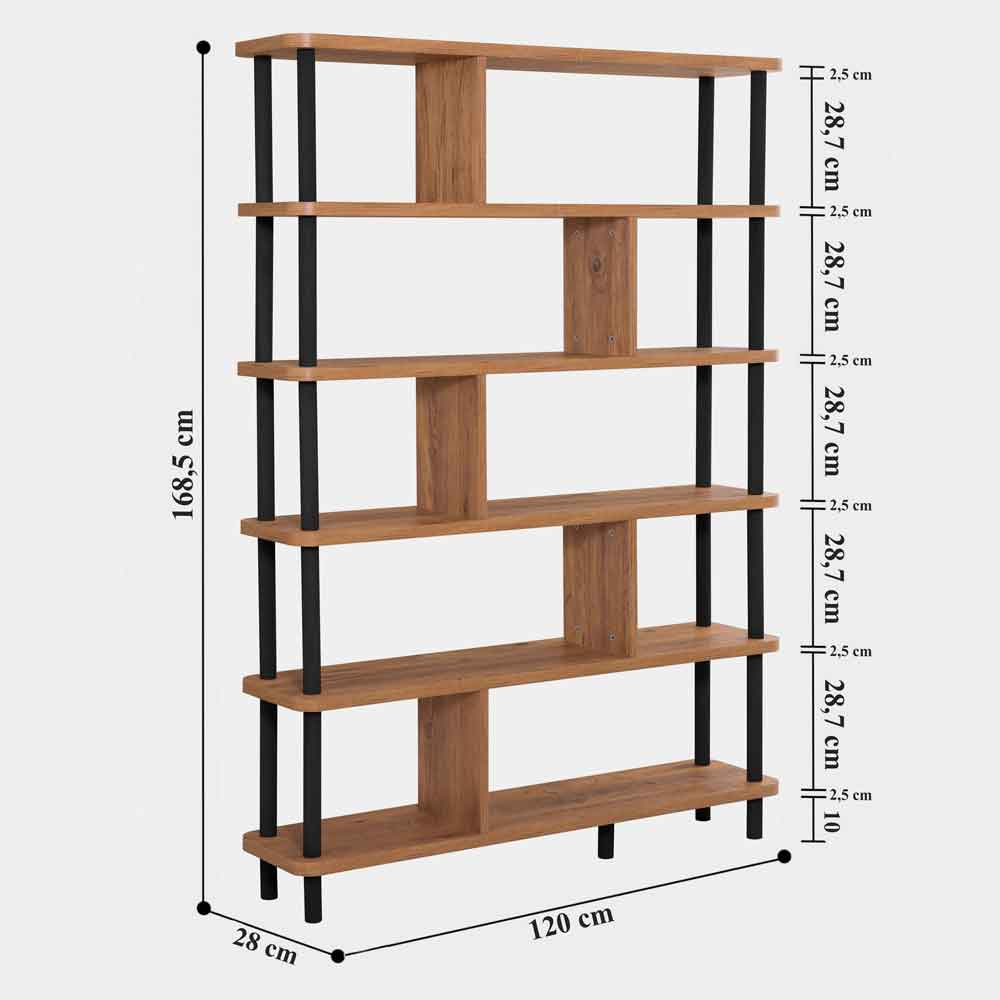 Rivio Wooden Shelving Unit in Atlantic Pine and Black