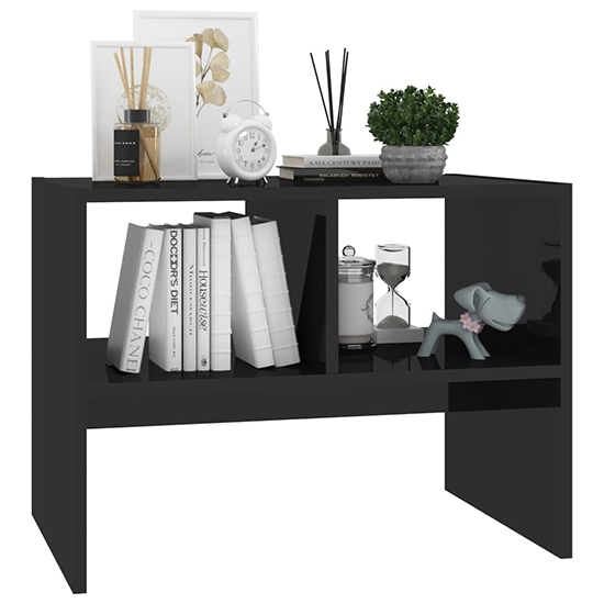 Rivka High Gloss Side Table With 2 Shelves In Black_3