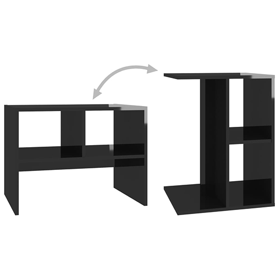 Rivka High Gloss Side Table With 2 Shelves In Black_5