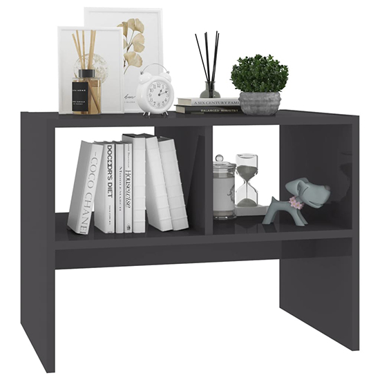 Rivka High Gloss Side Table With 2 Shelves In Grey_3