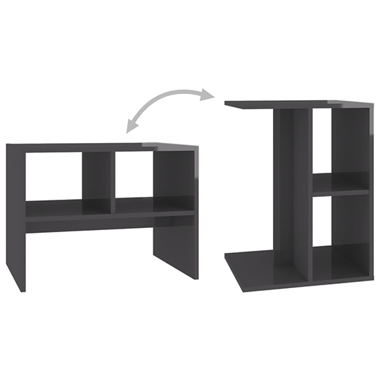 Rivka High Gloss Side Table With 2 Shelves In Grey_5