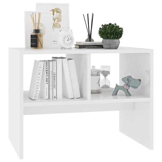 Rivka High Gloss Side Table With 2 Shelves In White_3