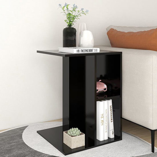 Rivka Wooden Side Table With 2 Shelves In Black_2