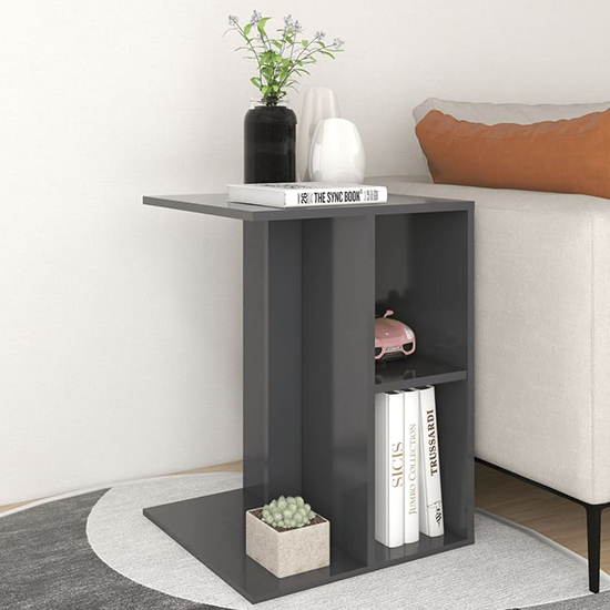 Rivka Wooden Side Table With 2 Shelves In Grey_2