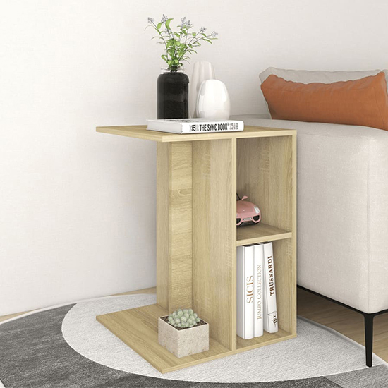 Rivka Wooden Side Table With 2 Shelves In Sonoma Oak_2