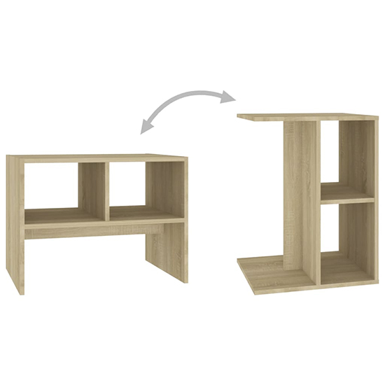 Rivka Wooden Side Table With 2 Shelves In Sonoma Oak_5
