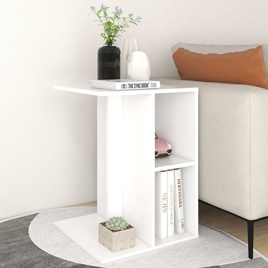 Rivka Wooden Side Table With 2 Shelves In White_2
