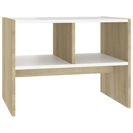 Rivka Wooden Side Table With 2 Shelves In White And Sonoma Oak_4
