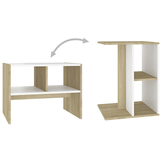 Rivka Wooden Side Table With 2 Shelves In White And Sonoma Oak_5
