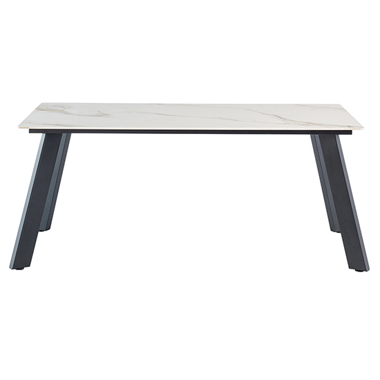 Product photograph of Rivky 180cm Marble Dining Table In Kass Gold With Black Legs from Furniture in Fashion