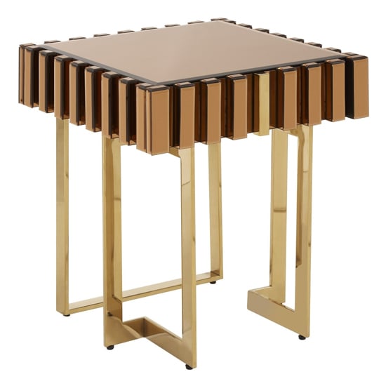 Montuno Wooden Side Table In Warm Metallic With 1 Drawer  _1