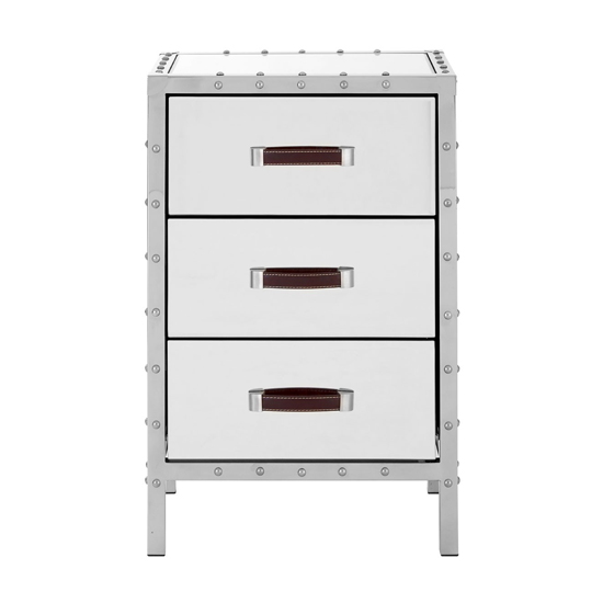 Rivota Mirrored Bedside Cabinet With White Wooden Drawers_2