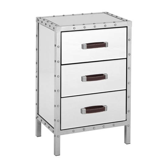 Rivota Mirrored Bedside Cabinet With White Wooden Drawers_1