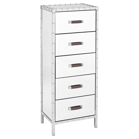 Rivota Mirrored Glass Chest Of 5 Drawers In Silver_1