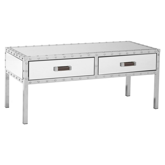 Read more about Rivota mirrored glass coffee table with 2 drawers in silver