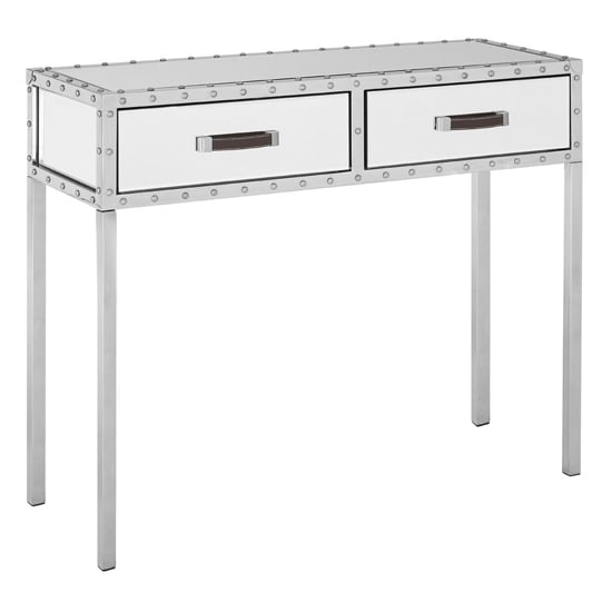 Product photograph of Rivota Mirrored Glass Console Table With 2 Drawers In Silver from Furniture in Fashion