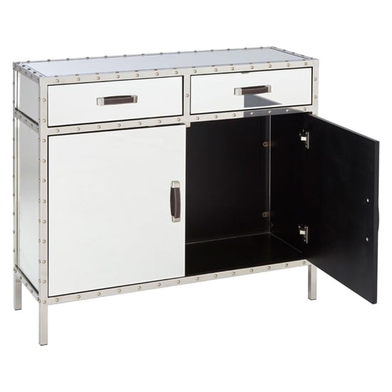 Rivota Mirrored Glass Sideboard With 2 Door 2 Drawer In Silver_2