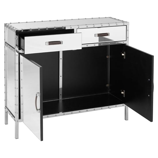 Rivota Mirrored Glass Sideboard With 2 Door 2 Drawer In Silver_3
