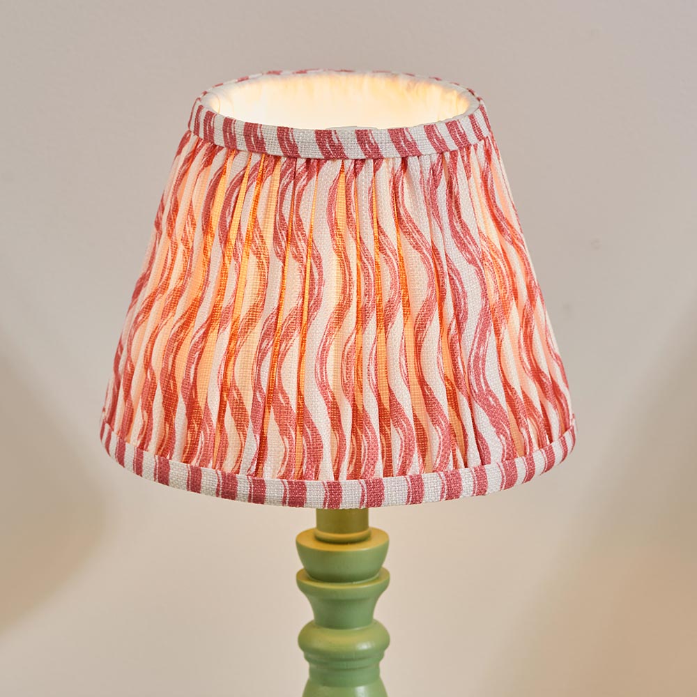 Riyadh Coral Pink 20cm Shade Wood Table Lamp In Cotswold Green