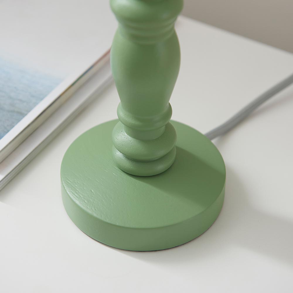Riyadh Coral Pink 20cm Shade Wood Table Lamp In Cotswold Green