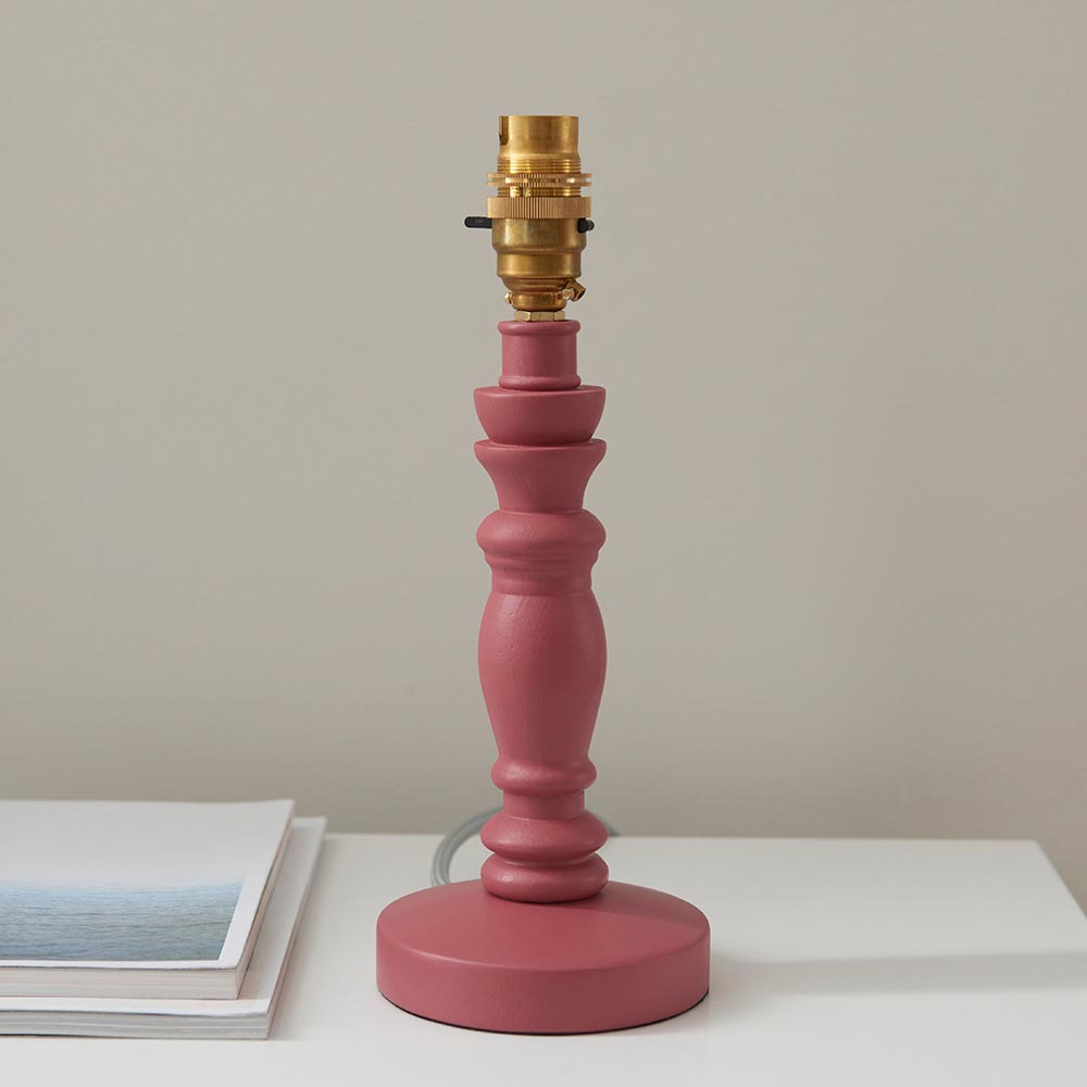 Riyadh Coral Pink 20cm Shade Wood Table Lamp In Pink Clay