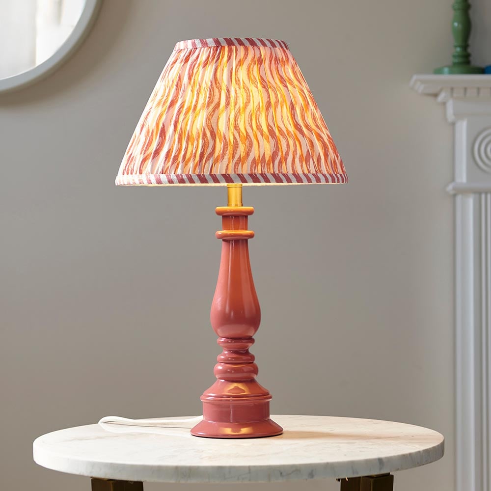 Read more about Riyadh coral pink 30cm shade resin table lamp in pink clay