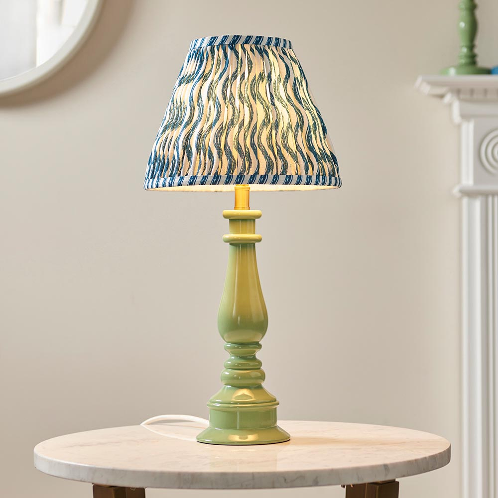 Read more about Riyadh marlin blue 25cm shade resin table lamp in cotswold green