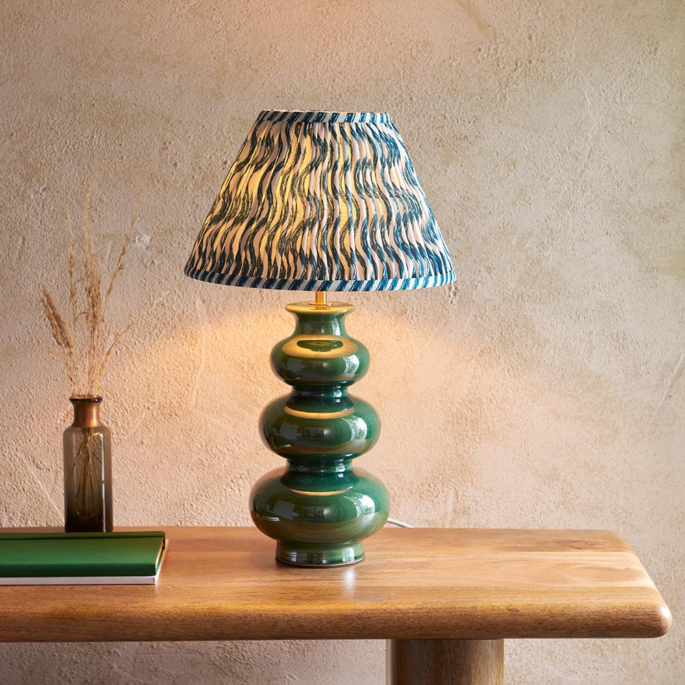 Read more about Riyadh marlin blue 30cm shade ceramic table lamp in gloss green