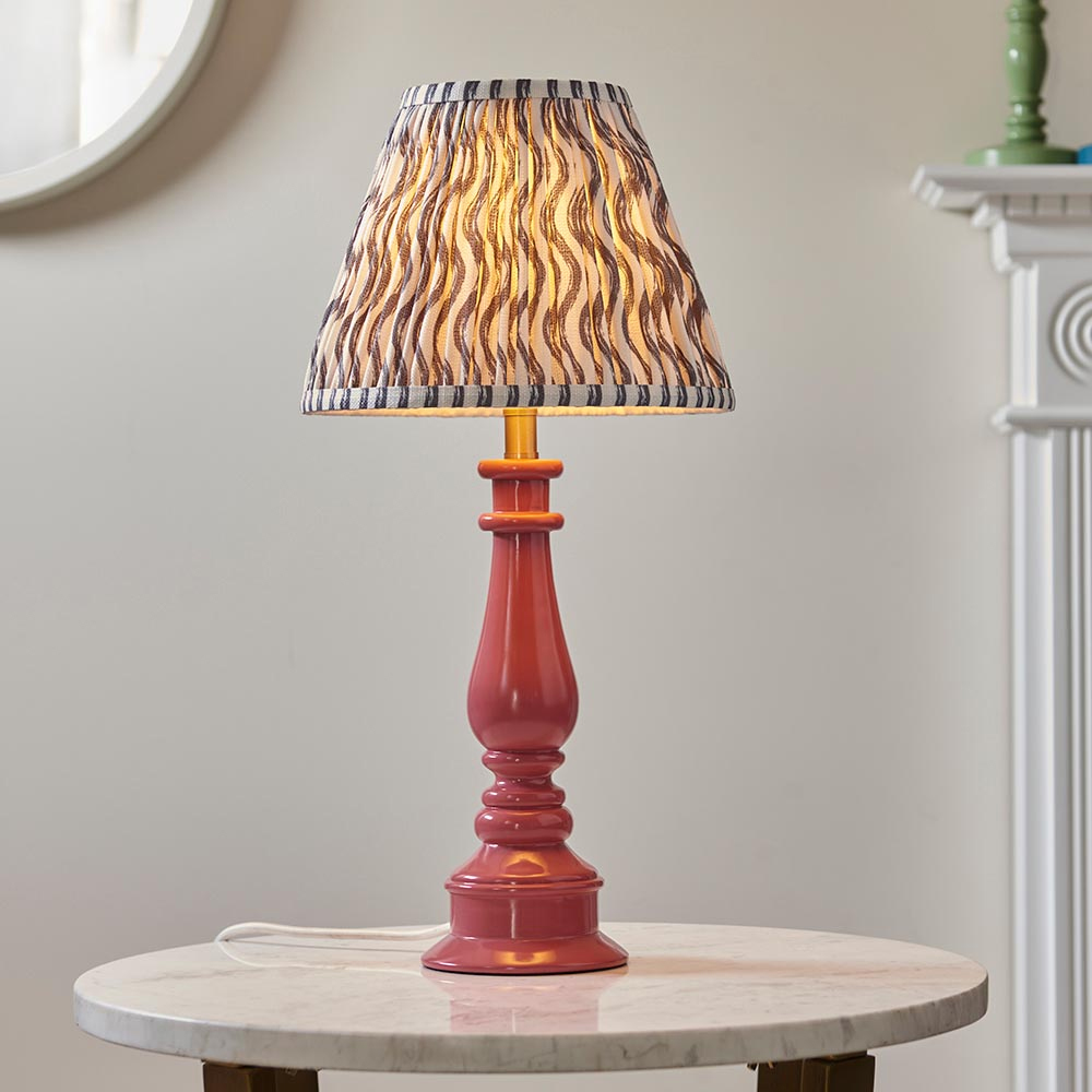 Read more about Riyadh pearl grey 25cm shade resin table lamp in pink clay