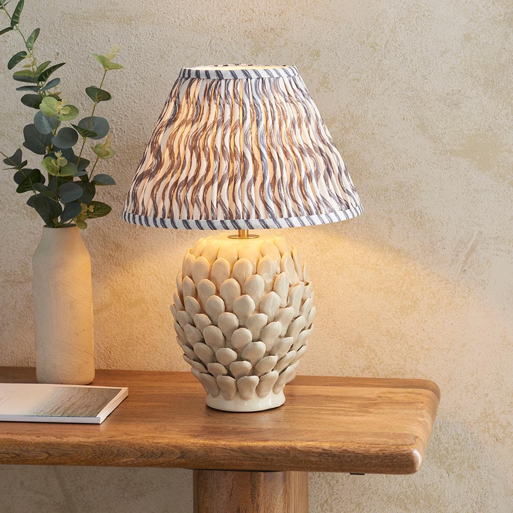 Read more about Riyadh pearl grey 30cm shade large ceramic table lamp in ivory
