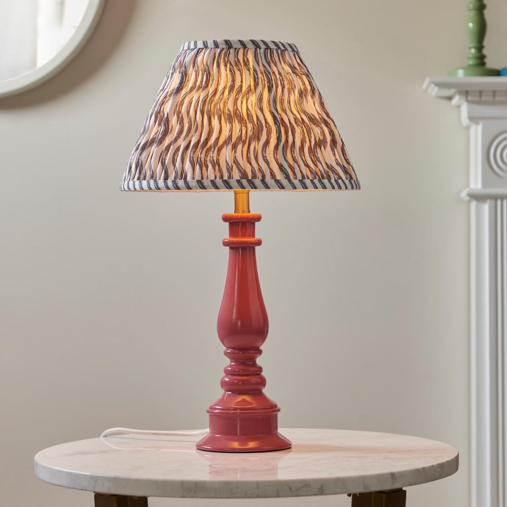 Read more about Riyadh pearl grey 30cm shade resin table lamp in pink clay