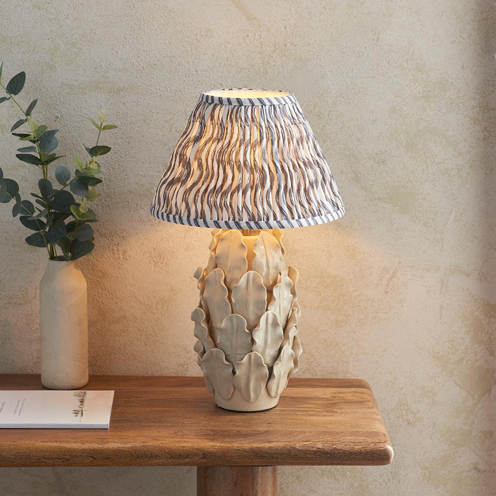 Read more about Riyadh pearl grey 30cm shade small ceramic table lamp in ivory