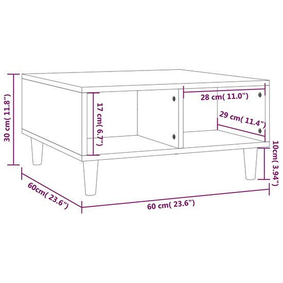 Riye Wooden Coffee Table With 2 Shelves In Grey And Sonoma Oak