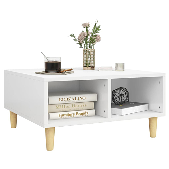 Riye Wooden Coffee Table With 2 Shelves In White