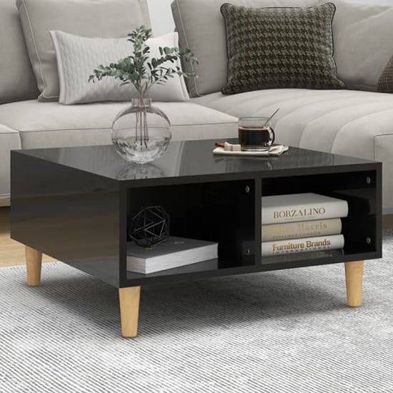 Read more about Riye high gloss coffee table with 2 shelves in black