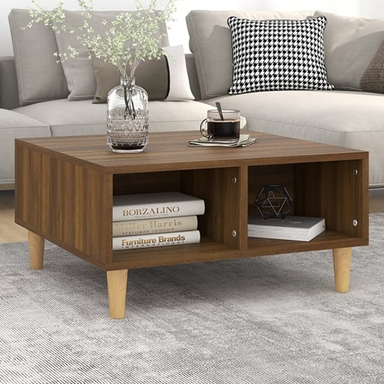 Read more about Riye wooden coffee table with 2 shelves in brown oak