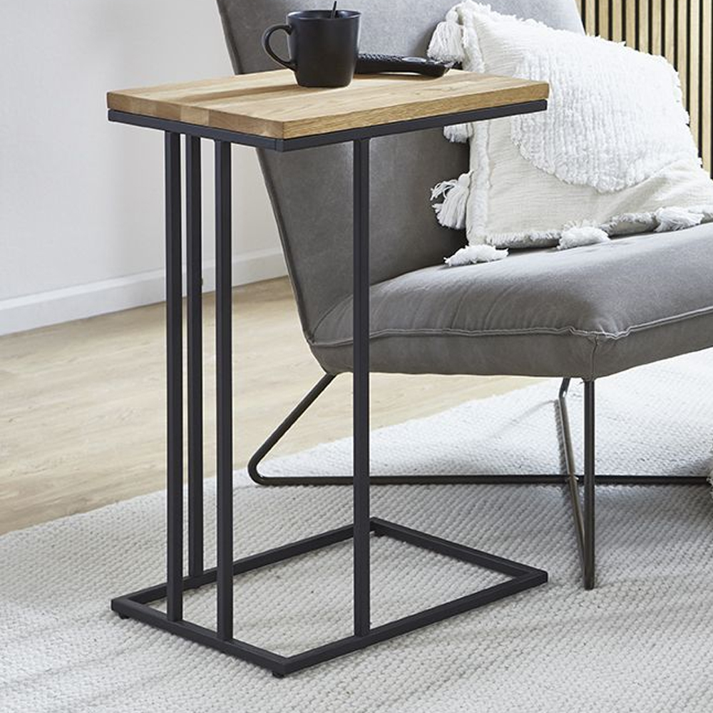 Roanoke Wooden End Table In Oak And Black