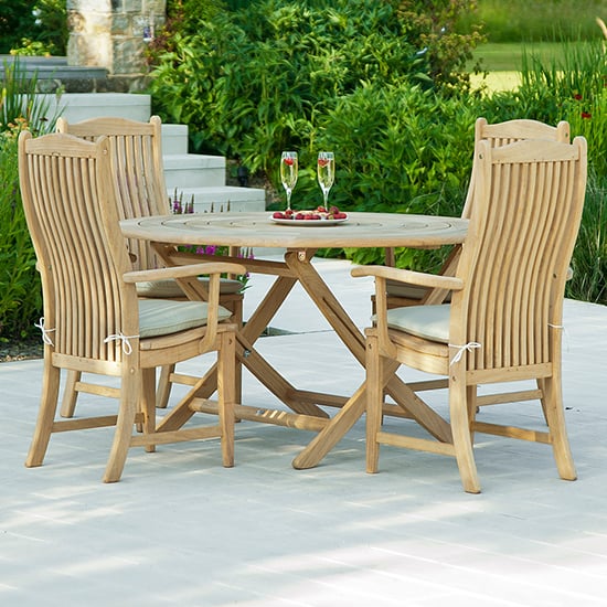 Photo of Robalt 1300mm folding dining table with 4 chairs in natural